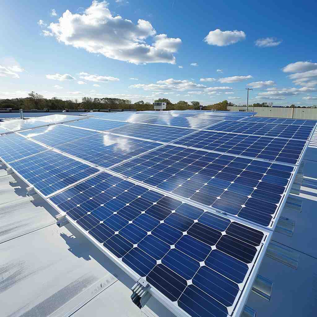 solar installation on large warehouse in houston